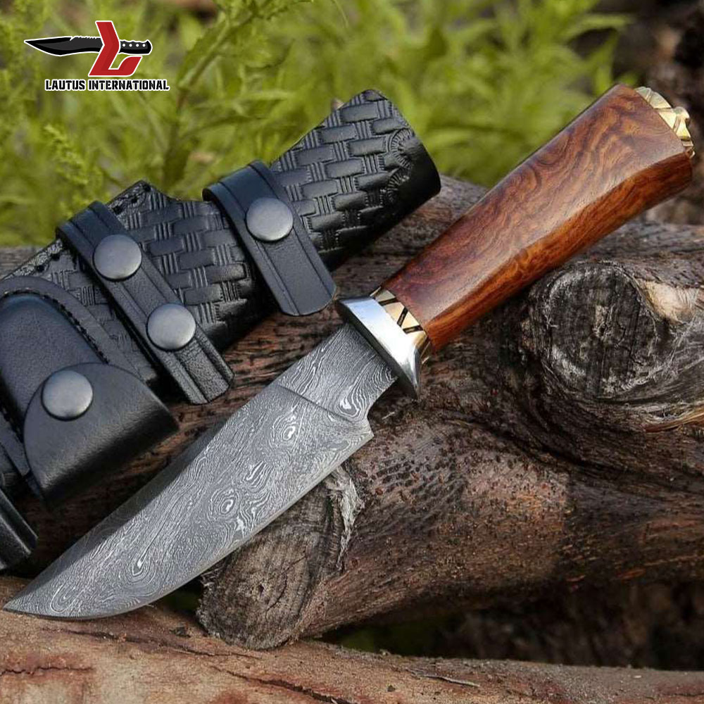 Damascus Steel Fixed Blade Hunting Knife