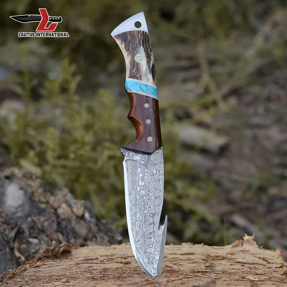Damascus Steel Fixed Blade Hunting Knife