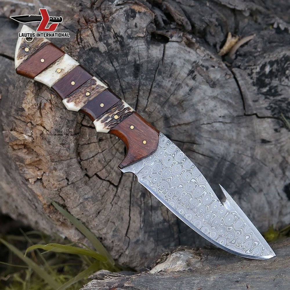 Damascus Steel Fixed Blade Hunting Knife