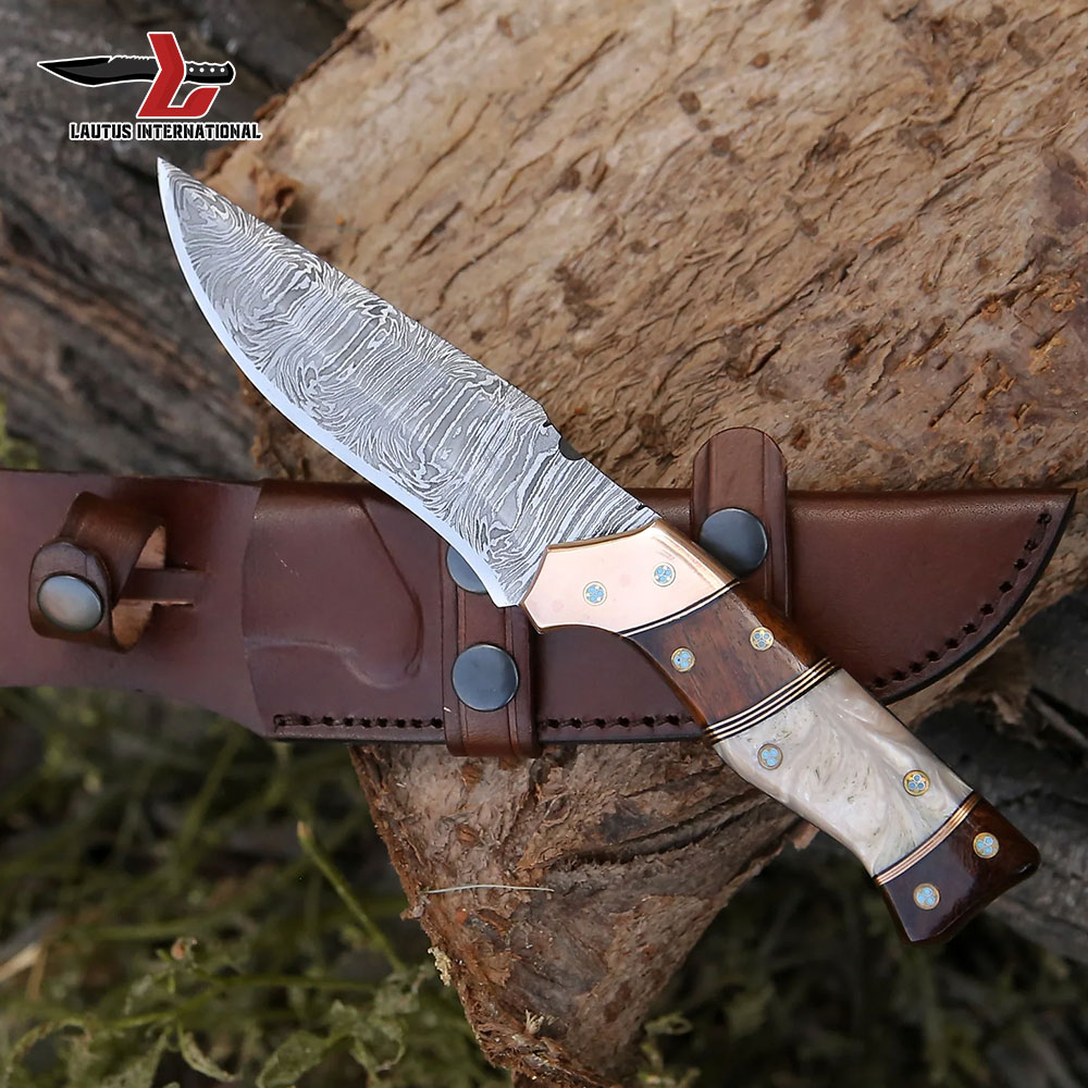 Damascus Steel Fixed Blade Hunting Knife