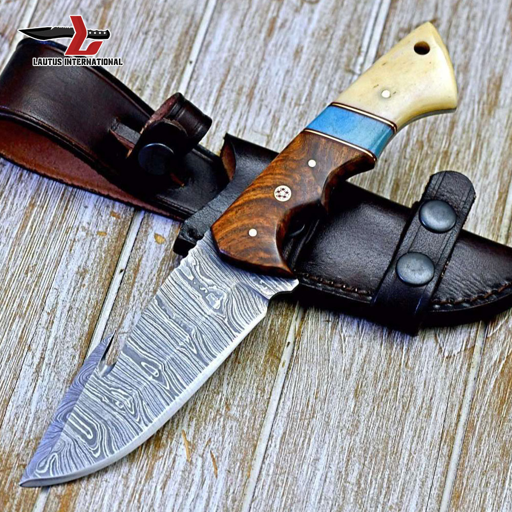 Damascus Steel Fixed Blade Hunting Knife