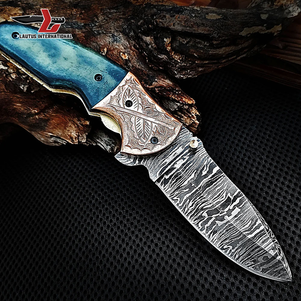 Engraved Mosaic Folding Knives